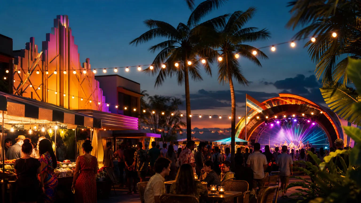 AI-generated illustration of a multicultural tropical Cairns festival