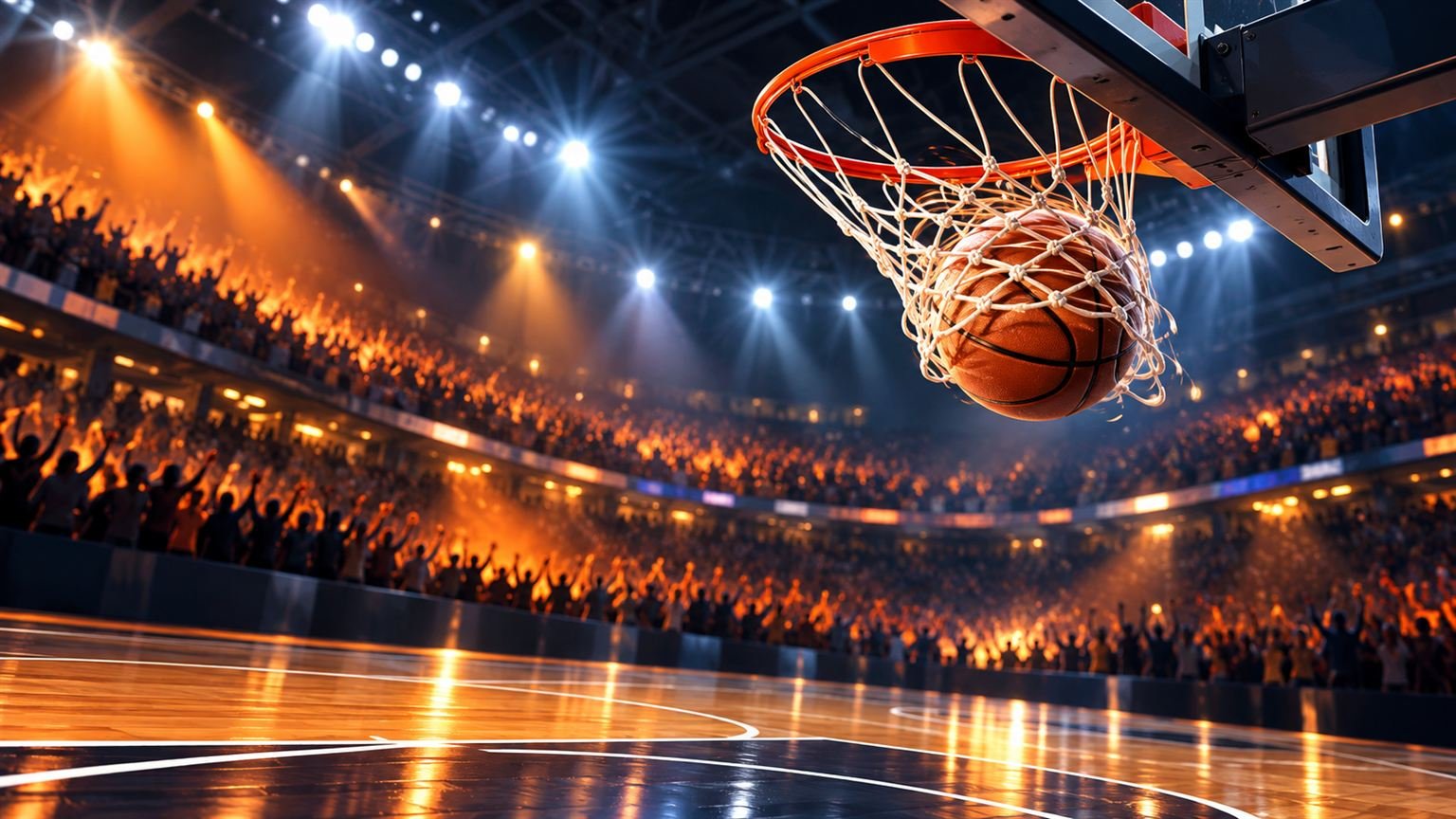 AI-generated editorial illustration of a generic basketball hoop and arena; not the Cairns–Illawarra match